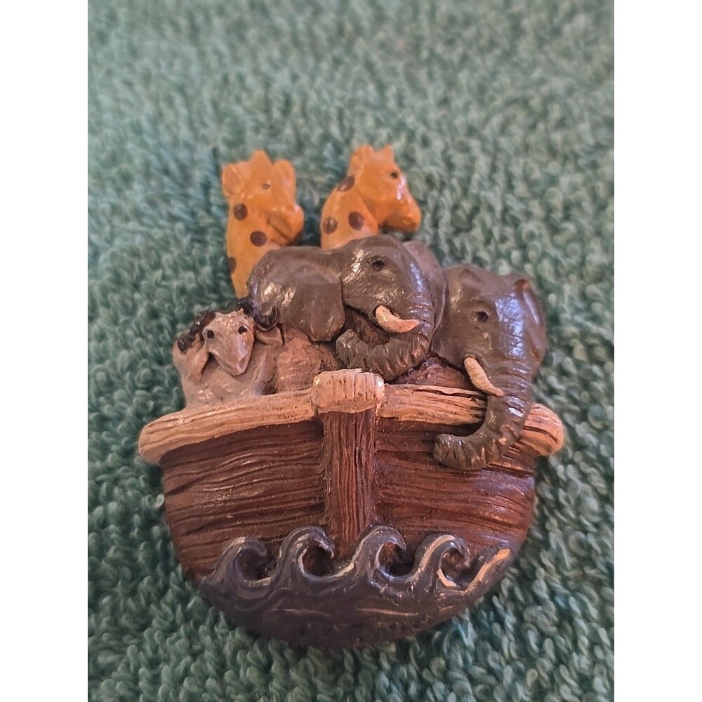 1990 Painted Resin Noah's Arch Brooch Vintage